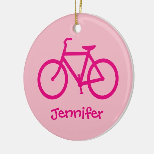 Aangepaste warmroze fiets keramisch ornament (Links)