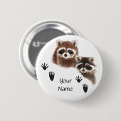 Aangepaste wasberen met voetafdrukken ronde button 5,7 cm (Voorkant /achterkant)