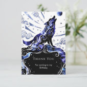 Aangepaste watercolor wolf verjaardag bedankkaart (Staand voorkant)