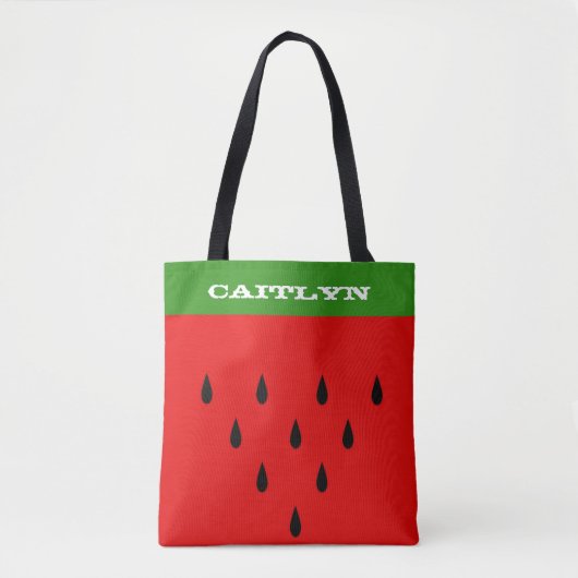 Aangepaste watermeloen Canvas tas met Jouw naam (Voorkant)