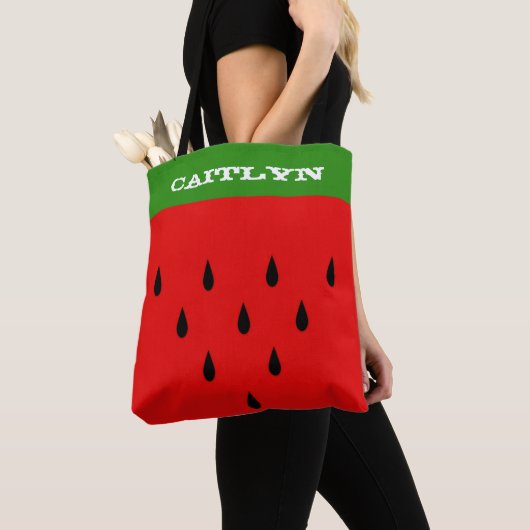 Aangepaste watermeloen Canvas tas met Jouw naam (Dichtbij)
