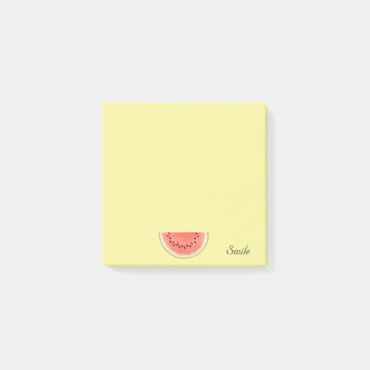 Aangepaste watermeloenfruit op geel post-it® notes (Voorkant)