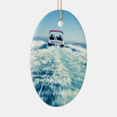 Aangepaste watersportsnelheid boot Fotoovaal Keramisch Ornament (Rechts)