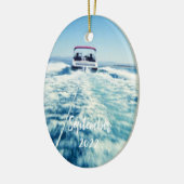 Aangepaste watersportsnelheid boot Fotoovaal Keramisch Ornament (Links)