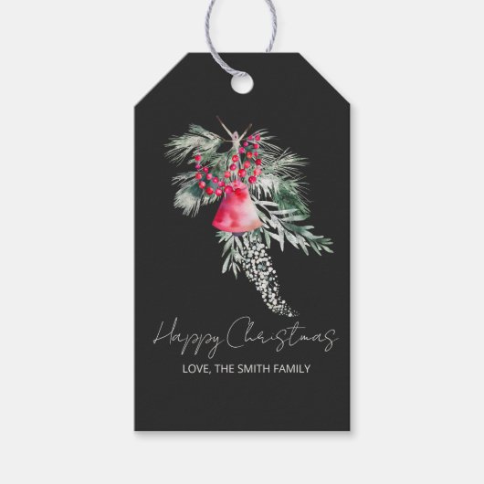 Aangepaste Waterverf Abstracte winterbladeren Kers Cadeaulabel (Voorkant)