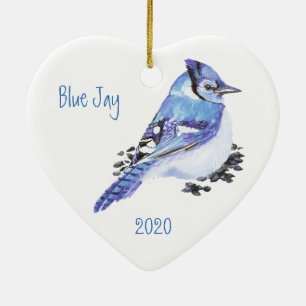 Aangepaste Waterverf blauwe jay Keramisch Ornament