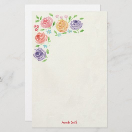 Aangepaste Waterverf bloemen Briefpapier (Voorkant / Achterkant)