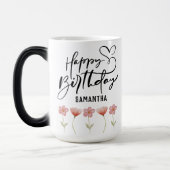 Aangepaste Waterverf Bloemen Meisje Gelukkige Verj Magische Mok (Links)