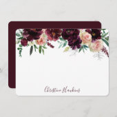 Aangepaste Waterverf bloemen wijn Notitiekaartje (Voorkant / Achterkant)