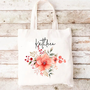 Aangepaste waterverf bloementas cadeau voor haar m tote bag