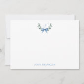 Aangepaste Waterverf Blue Bow Baby Boy Stationery Bedankkaart (Voorkant)