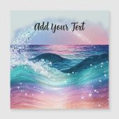 Aangepaste Waterverf Blue Ocean Wave Foto met Naam (Voorkant)