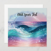 Aangepaste Waterverf Blue Ocean Wave Foto met Naam (Voorkant / Achterkant)