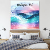 Aangepaste Waterverf Blue Ocean Wave Foto met Naam Canvas Afdruk (Insitu (Slaapkamer))