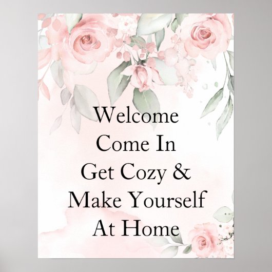 aangepaste Waterverf Blush Roze Wild Roos Poster (Voorkant)