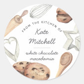 Aangepaste Waterverf Cookie Baking Ronde Sticker (Voorkant)