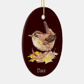 Aangepaste Waterverf Cute Wren Bird Keramisch Ornament (Rechts)