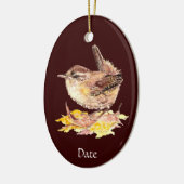 Aangepaste Waterverf Cute Wren Bird Keramisch Ornament (Links)