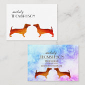 Aangepaste Waterverf Dachshund Visitekaartje (Voorkant / Achterkant)