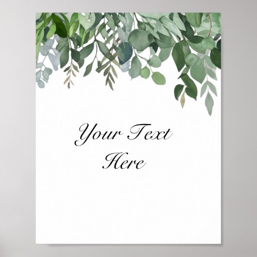 Aangepaste Waterverf Eucalyptus Greenery Sign Post Poster (Voorkant)