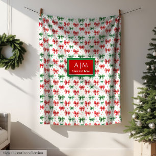 Aangepaste waterverf feestelijke rode groene bogen fleece deken