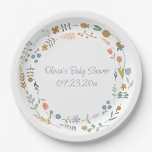 Aangepaste Waterverf Floral Baby shower Papieren Bordje