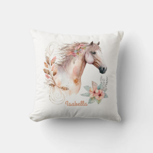 Aangepaste Waterverf Floral Boho Horse Kussen