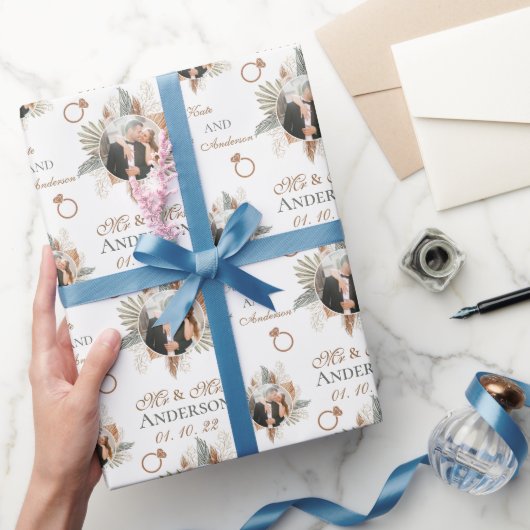 Aangepaste Waterverf Floral Bride & Groom Cadeaupapier (Geschenken)