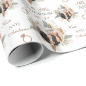 Aangepaste Waterverf Floral Bride & Groom Cadeaupapier (Rol Hoek)