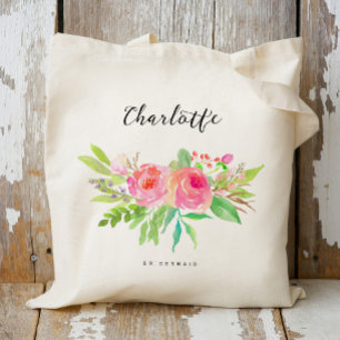 Aangepaste Waterverf Floral Bridesmaid Tote Bag