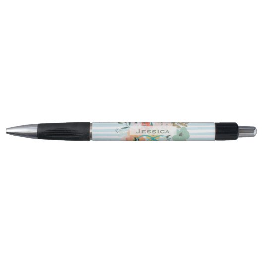 Aangepaste  Waterverf Floral en Stripes Pen (Voorkant)