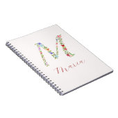 Aangepaste Waterverf Floral Monogram Letter M Notitieboek (Rechterzijde)