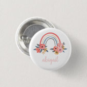Aangepaste Waterverf Floral regenboogmonogram Ronde Button 3,2 Cm (Voorkant /achterkant)