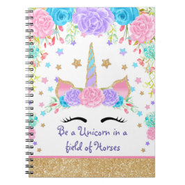 Aangepaste Waterverf Floral Unicorn Notitieboek