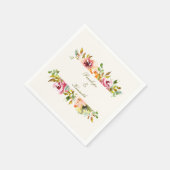 Aangepaste Waterverf Floral Wedding Servet (Hoek)