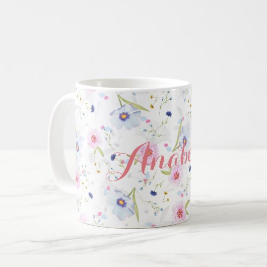 Aangepaste|| Waterverf florale mok (Voorkant links)