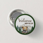 Aangepaste Waterverf Forest, Teddybeer, Baby showe Ronde Button 3,2 Cm (Voorkant /achterkant)