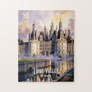Aangepaste waterverf Frankrijk Loire Vallei Retro Legpuzzel