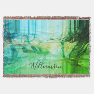 Aangepaste waterverf groen blauw teal abstracte na deken