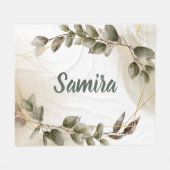 Aangepaste waterverf groene en gouden aangepaste n fleece deken (Voorkant (Horizontaal))