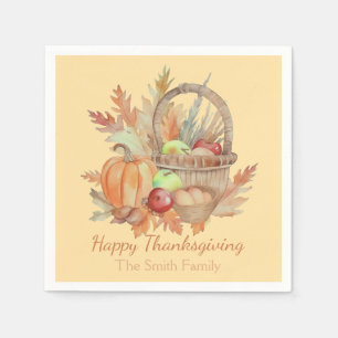 Aangepaste Waterverf Happy Thanksgiving Basket Servet