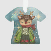 Aangepaste Waterverf Herten Kinder Foto Kerst Ornament (voorkant)