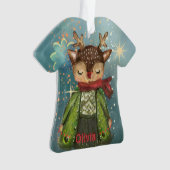 Aangepaste Waterverf Herten Kinder Foto Kerst Ornament (voorkant)