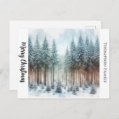 Aangepaste waterverf Kerstmis dennenbos Briefkaart (Voorkant / Achterkant)