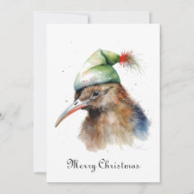 Aangepaste waterverf Kerstmis Kiwi vogel Sinterkla