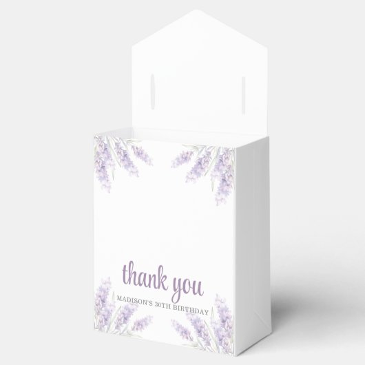 Aangepaste Waterverf Lavendel Verjaardagsbrunch Bedankdoosjes (Geopend)