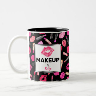 Aangepaste Waterverf lipstick Pattern Makeup Tw Tweekleurige Koffiemok