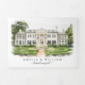 Aangepaste Waterverf locatie bruiloft Drieluik Uitnodiging (Cover)