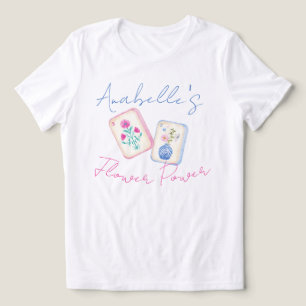Aangepaste waterverf Mahjong Flower Power-tegel Tri-Blend Shirt