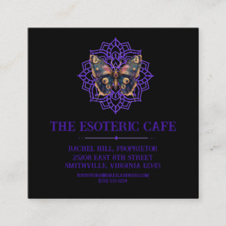 Aangepaste Waterverf Moth Mandala Vierkante Visitekaartje